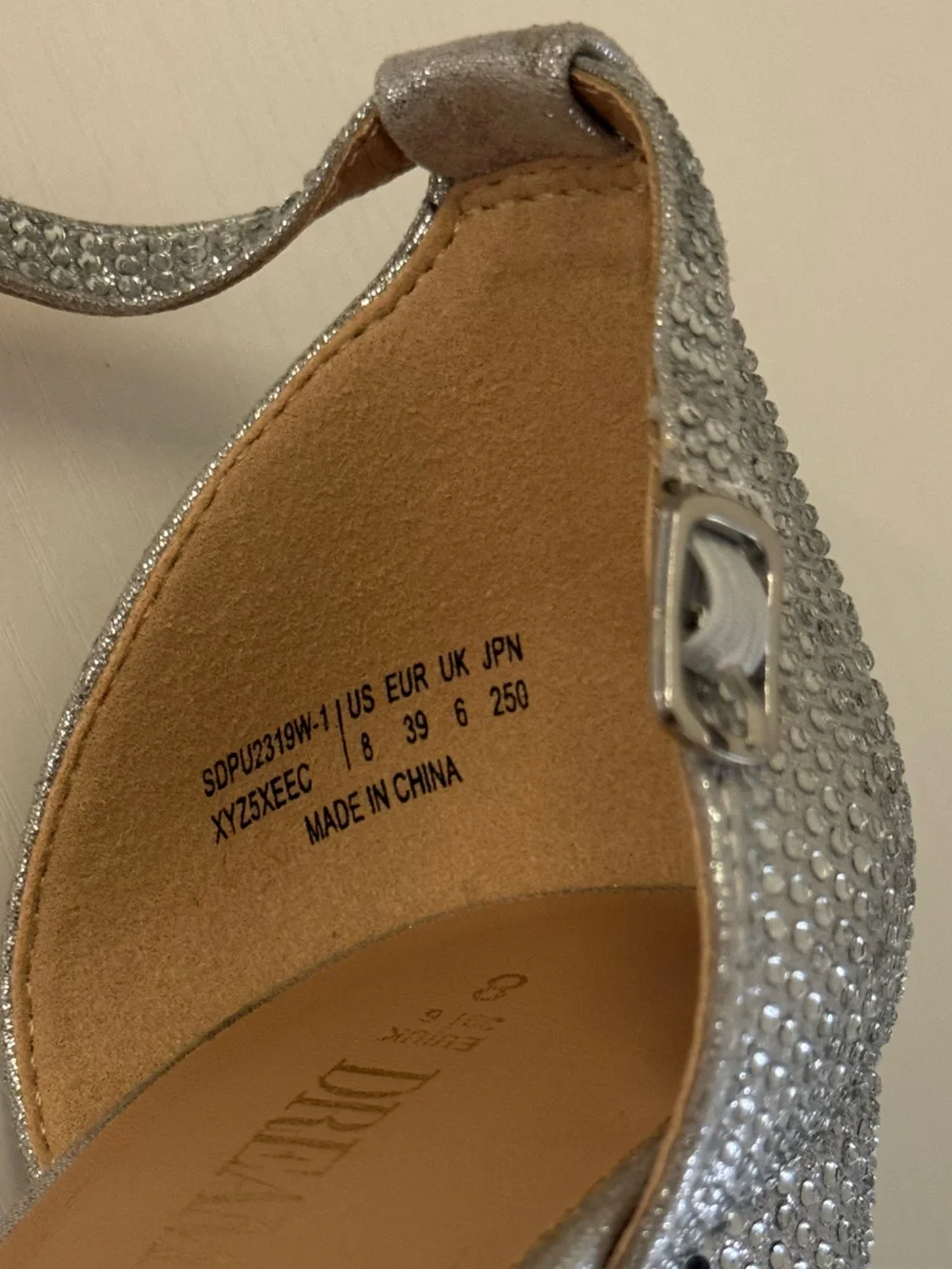 Dream Pairs Silver Crystal Platform Heels with Ankle Strap - Size 8